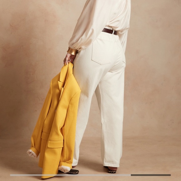 NWT Banana Republic Loose Jean Stovepipe white Jean  Denim 31 Petite 10 P 10P - Picture 4 of 11